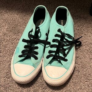 Custom aqua and black converse